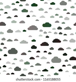 Dark Green vector seamless backdrop with cumulus. Modern illustration with colorful gradient clouds. Pattern for trendy fabric, wallpapers.