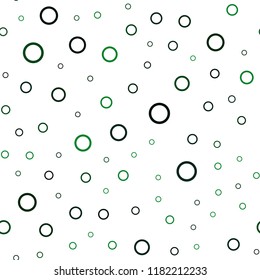 Dark Green vector seamless backdrop with dots. Glitter abstract illustration with blurred drops of rain. Pattern can be used as texture of wallpapers.
