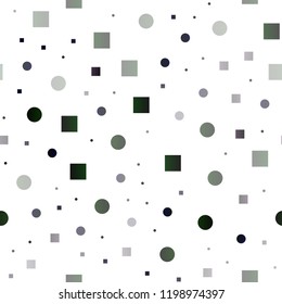 Dark Green vector seamless backdrop with dots, spots, cubes. Decorative design in abstract style with circles, rectangles. Pattern for design of window blinds, curtains.