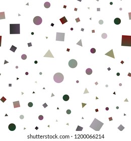 Dark Green vector seamless backdrop with lines, circles, rhombus. Abstract illustration with colorful dots, lines, cubes. Trendy design for wallpaper, fabric makers.