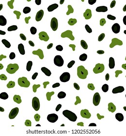 Dark Green vector seamless backdrop with dots. Blurred bubbles on abstract background with colorful gradient. Pattern for design of fabric, wallpapers.