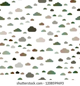 Dark Green vector seamless backdrop with cumulus. Modern illustration with colorful gradient clouds. Trendy design for wallpaper, fabric makers.