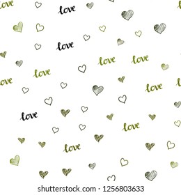Dark Green vector seamless backdrop with phrase LOVE YOU, hearts. Romantic illustration with colorful phrase LOVE YOU, hearts. Pattern for trendy fabric, wallpapers.