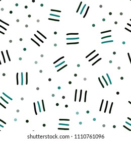 Dark Green vector seamless background with lines, ovals. Colorful seamless gradient with lines and signs of maths. Pattern for design of window blinds, curtains.