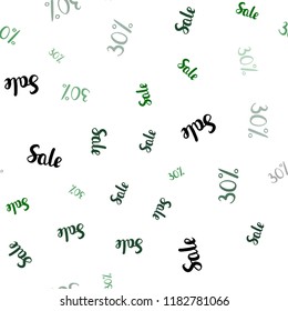 Dark Green vector seamless background with 30 % signs of sales. Abstract illustration with colorful gradient symbols of sales. Design for business ads, commercials.