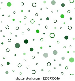 Dark Green vector seamless background with bubbles. Blurred bubbles on abstract background with colorful gradient. Pattern for design of fabric, wallpapers.