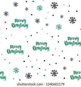Dark Green vector seamless background with xmas snowflakes. Colorful decorative design in xmas style with snow. Trendy design for wallpaper, fabric makers.