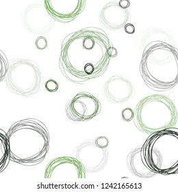Dark Green vector seamless background with bubbles. Blurred decorative design in abstract style with bubbles. Design for textile, fabric, wallpapers.