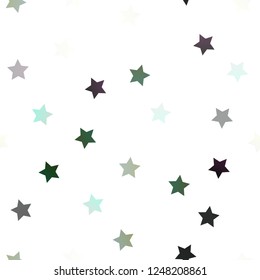 Dark Green vector seamless background with colored stars. Blurred decorative design in simple style with stars. The pattern can be used for new year ad, booklets.
