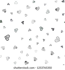 Dark Green vector seamless background with hearts. Blurred decorative design in doodle style with hearts. Pattern for carnival, festival romantic leaflets.