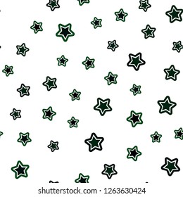 Dark Green vector seamless background with colored stars. Decorative shining illustration with stars on abstract template. Design for wallpaper, fabric makers.