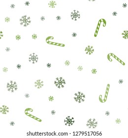 Dark Green vector seamless background with tasty xmas sweets.