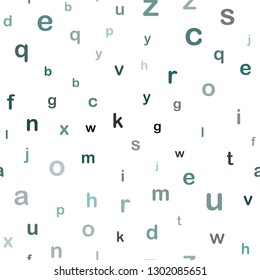 Dark Green vector seamless background with signs of alphabet. Shining illustration with ABC symbols on abstract template. Template for business cards, websites.