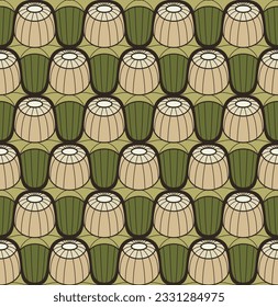 DARK GREEN VECTOR SEAMLESS BACKGROUND WITH GREEN DATURA BUDS IN ART NOUVEAU STYLE