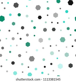 Dark Green vector seamless cover with set of hexagons. Abstract illustration with colorful hexagons. Pattern for texture of wallpapers.