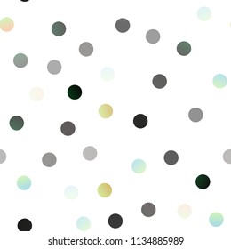 Dark Green vector seamless cover with spots. Illustration with set of shining colorful abstract circles. The pattern can be used for ads, leaflets of liquid.