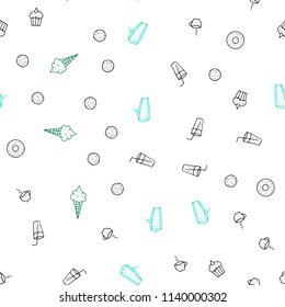 Dark Green vector seamless cover with cuisine gourmet. Blurred decorative design of snacks in doodle style. Template for meal cooking in kitchen.