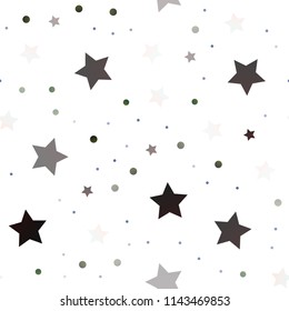 Dark Green vector seamless cover with small and big stars. Glitter abstract illustration with colored stars. The template can be used as a background.