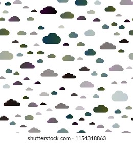 Dark Green vector seamless cover with clouds. Beautiful illustration with colorful sky, clouds. Design for textile, fabric, wallpapers.
