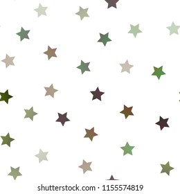Dark Green vector seamless cover with small and big stars. Blurred decorative design in simple style with stars. The pattern can be used for websites.