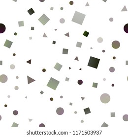 Dark Green vector seamless cover in polygonal style with circles. Illustration with set of colorful circles, triangles, squares. Pattern for design of fabric, wallpapers.