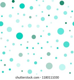 Dark Green vector seamless cover with spots. Abstract illustration with colored bubbles in nature style. Design for textile, fabric, wallpapers.