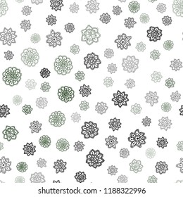 Dark Green vector seamless cover with beautiful snowflakes. Snow on blurred abstract background with gradient. Pattern for design of window blinds, curtains.