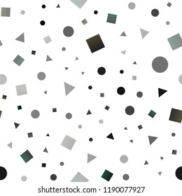Dark Green vector seamless cover in polygonal style with circles. Illustration with colorful circles, triangles, rectangles. Design for textile, fabric, wallpapers.