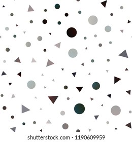 Dark Green vector seamless cover in polygonal style with circles. Decorative design in abstract style with lines, dots. Design for textile, fabric, wallpapers.