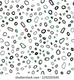 Dark Green vector seamless cover with circles. Glitter abstract illustration with blurred drops of rain. Template for business cards, websites.
