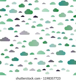 Dark Green vector seamless cover with clouds. Beautiful illustration with colorful sky, clouds. Trendy design for wallpaper, fabric makers.