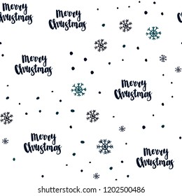 Dark Green vector seamless cover with beautiful snowflakes. Shining colorful illustration with snow in christmas style. Pattern for design of fabric, wallpapers.