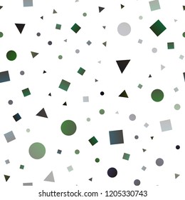 Dark Green vector seamless cover in polygonal style with circles. Abstract gradient illustration with circles, triangles, cubes. Design for textile, fabric, wallpapers.