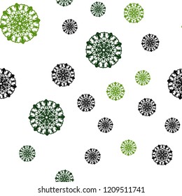 Dark Green vector seamless cover with beautiful snowflakes. Shining colored illustration with snow in christmas style. Design for textile, fabric, wallpapers.
