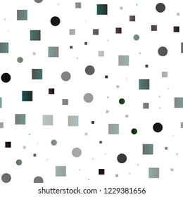 Dark Green vector seamless cover with circles, cubes. Illustration with set of shining colorful abstract circles, cubes. Pattern for design of fabric, wallpapers.