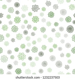 Dark Green vector seamless cover with beautiful snowflakes. Modern geometrical abstract illustration with crystals of ice. Trendy design for wallpaper, fabric makers.