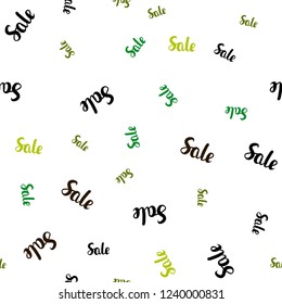 Dark Green vector seamless cover with symbols of sales. Illustration with signs of sales on abstract template. Pattern for ads, posters, banners of sales.