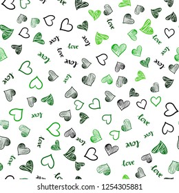 Dark Green vector seamless cover with quote LOVE YOU, hearts. Colorful illustration with quote LOVE YOU, hearts. Design for wallpaper, fabric makers.