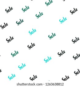 Dark Green vector seamless cover with symbols of sales. Shining colorful illustration with isolated selling prices. Design for business ads, commercials.