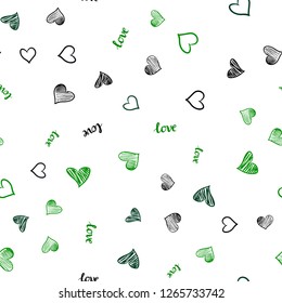 Dark Green vector seamless cover with quote LOVE YOU, hearts. Colorful illustration with quote LOVE YOU, hearts. Design for wallpaper, fabric makers.