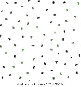 Dark Green vector seamless cover with beautiful snowflakes. Colorful decorative design in xmas style with snow. Template for business cards, websites.