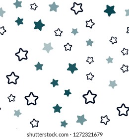 Dark Green vector seamless cover with small and big stars. Decorative shining illustration with stars on abstract template. Pattern for trendy fabric, wallpapers.