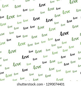 Dark Green vector seamless cover with quote LOVE YOU. Colorful illustration with quote LOVE YOU in celebration style. Design for wallpaper, fabric makers.