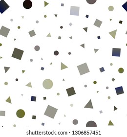 Dark Green vector seamless cover in polygonal style with circles. Abstract gradient illustration with circles, triangles, cubes. Pattern for design of window blinds, curtains.