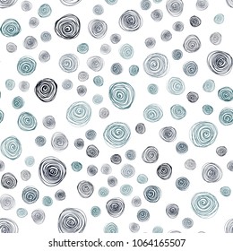 Dark Green vector seamless doodle blurred pattern. Sketchy doodles with flowers on blurred background. Pattern for colorful books and pages for kids.