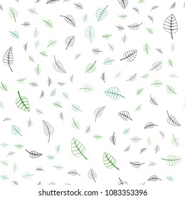 Dark Green vector seamless  doodle blurred template. An elegant bright illustration with leaves in Natural style. Brand-new style for your business design.