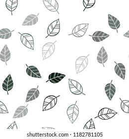 Dark Green vector seamless doodle texture with leaves. Colorful illustration in doodle style with leaves. Design for textile, fabric, wallpapers.
