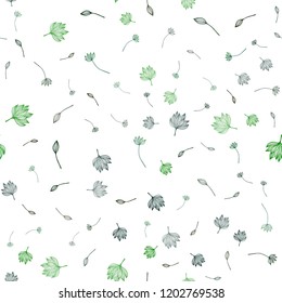 Dark Green vector seamless doodle template. Decorative design in Indian style with leaves. Pattern for heads of websites and designs.