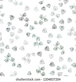 Dark Green vector seamless doodle background with leaves. An elegant bright illustration with leaves in Natural style. Pattern for design of fabric, wallpapers.