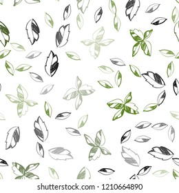 Dark Green vector seamless doodle template with leaves. Modern geometrical abstract illustration with leaves. Pattern for design of window blinds, curtains.